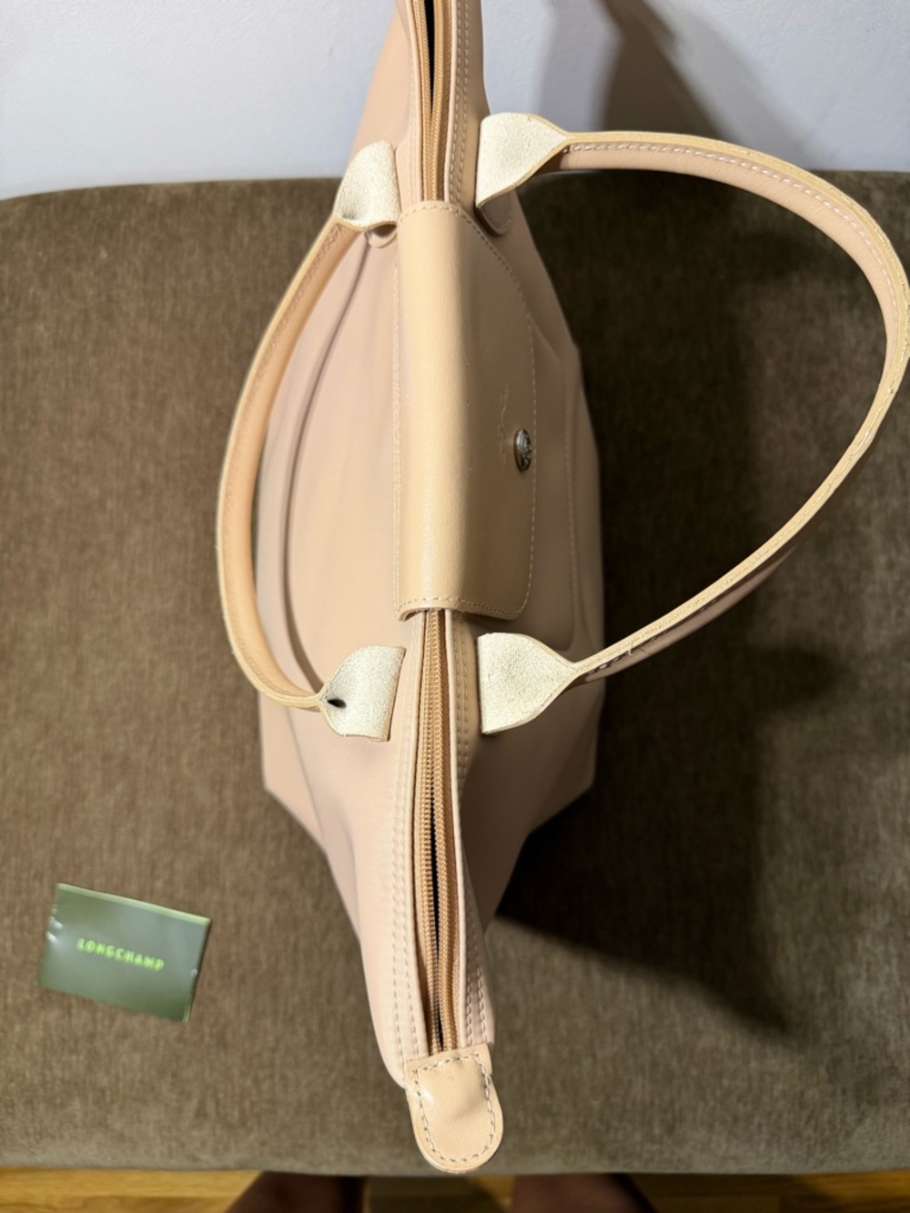 Longchamp Beige Leather Le Pliage Cuir Tote with Pouch - Picture 5 of 11